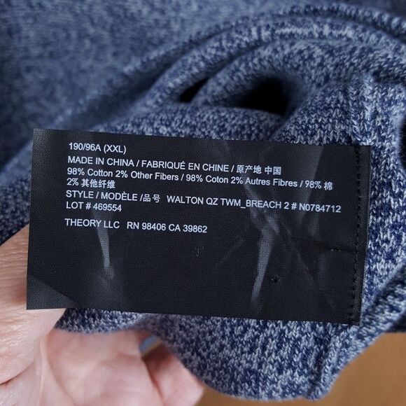 THEORY Sweater Mens XXL Blue 1/4 Zip Pullover Cotton Marled Knit WALTON $245 - Picture 5 of 8